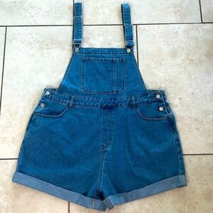 Cider Blue Denim Cargo Short Overalls Festival Western Women Plus 2XL Boho Chore